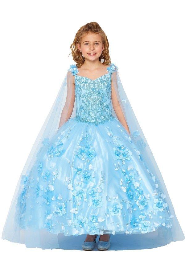 strapless open back dress Blue Satin Long Princess Dress, Cute Short Sleeve Ball Gown Sweet 16 D main image 0
