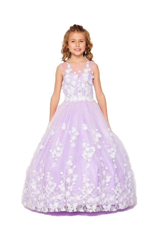 Sleeveless Long Flower Girls Dress - Champagne / 14 Sleeveless Long Flower Girls Dress - Champagne / 14