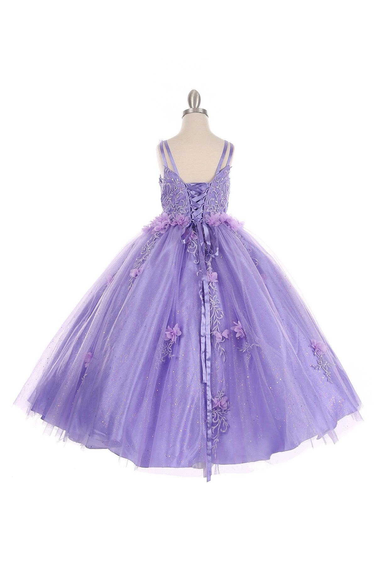 Sleeveless Long Flower Girls Dress