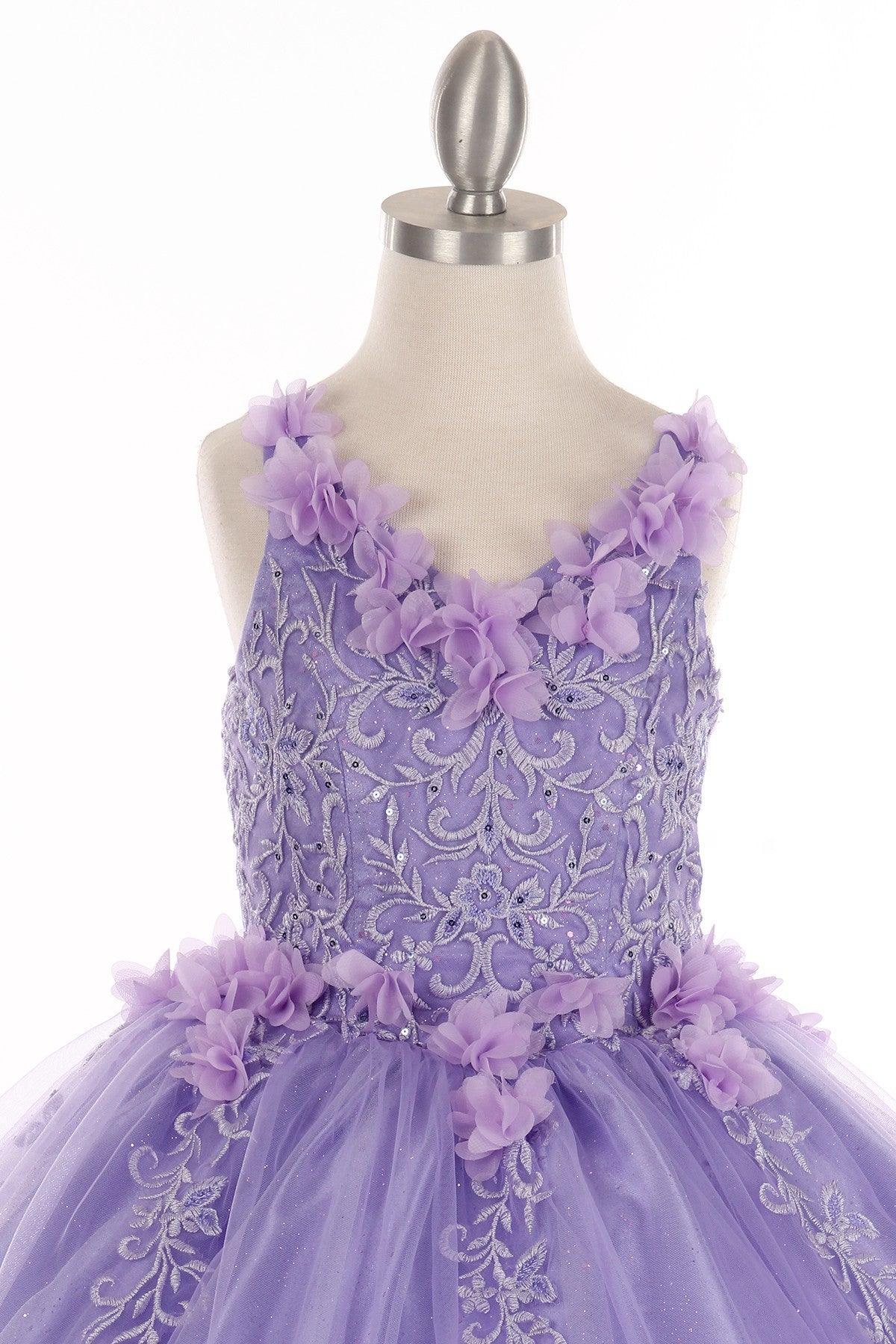 Sleeveless Long Flower Girls Dress