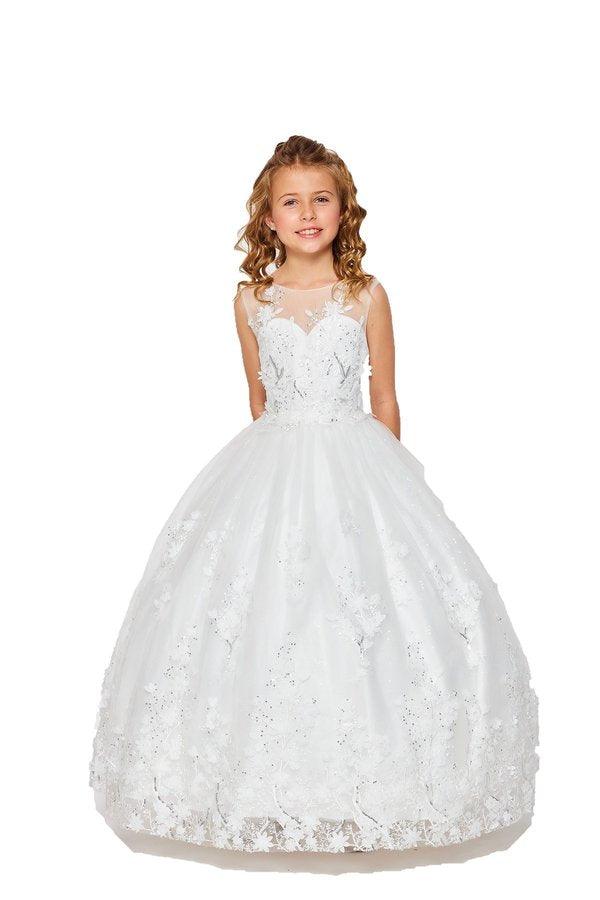 Sleeveless Long Flower Girls Dress | The Dress Outlet Sleeveless Long Flower Girls Dress | The Dress Outlet