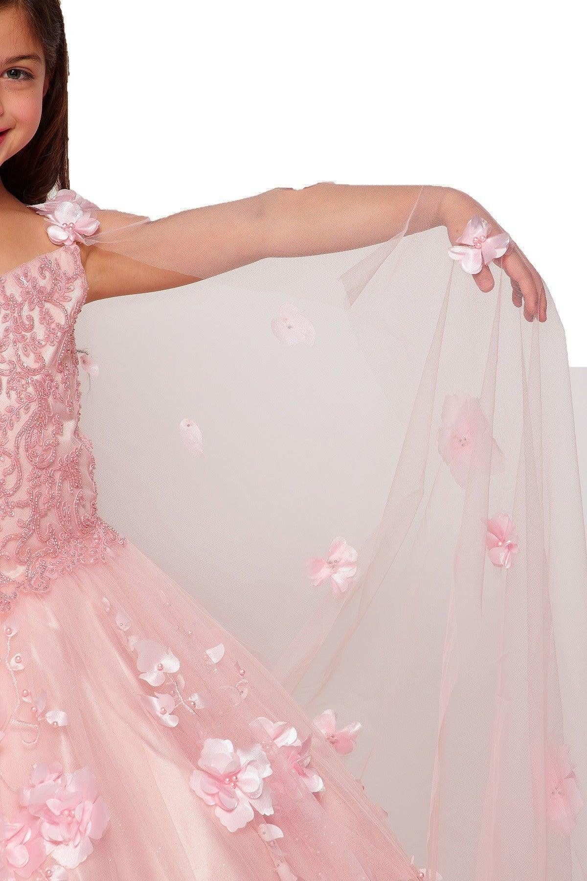 Sleeveless Long Flower Girls Dress