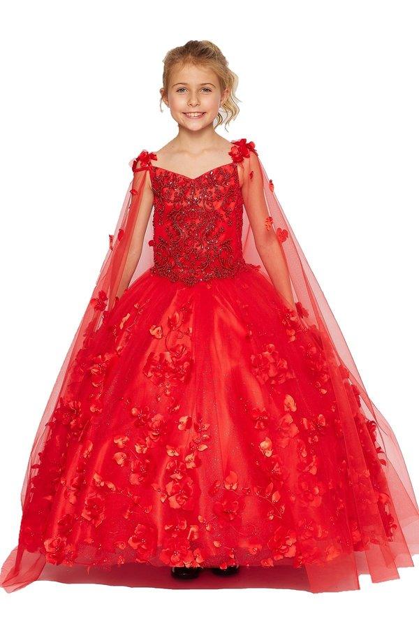 Sleeveless Long Flower Girls Dress
