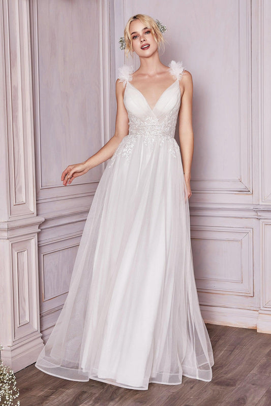 Sleeveless Long Tulle Wedding Dress - The Dress Outlet
