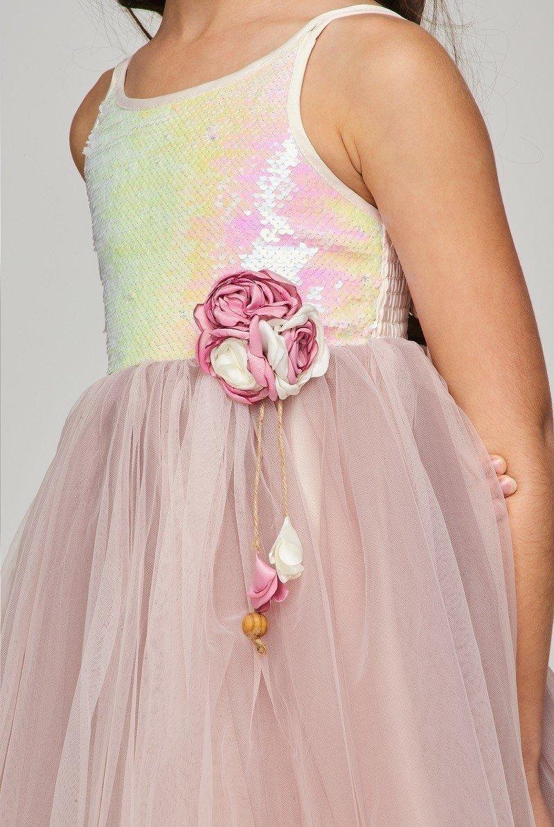 Sleeveless Short Sequins Flower Girl Dress