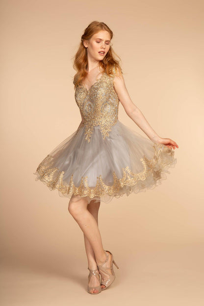 Sleeveless Tulle Short Prom Dress - The Dress Outlet