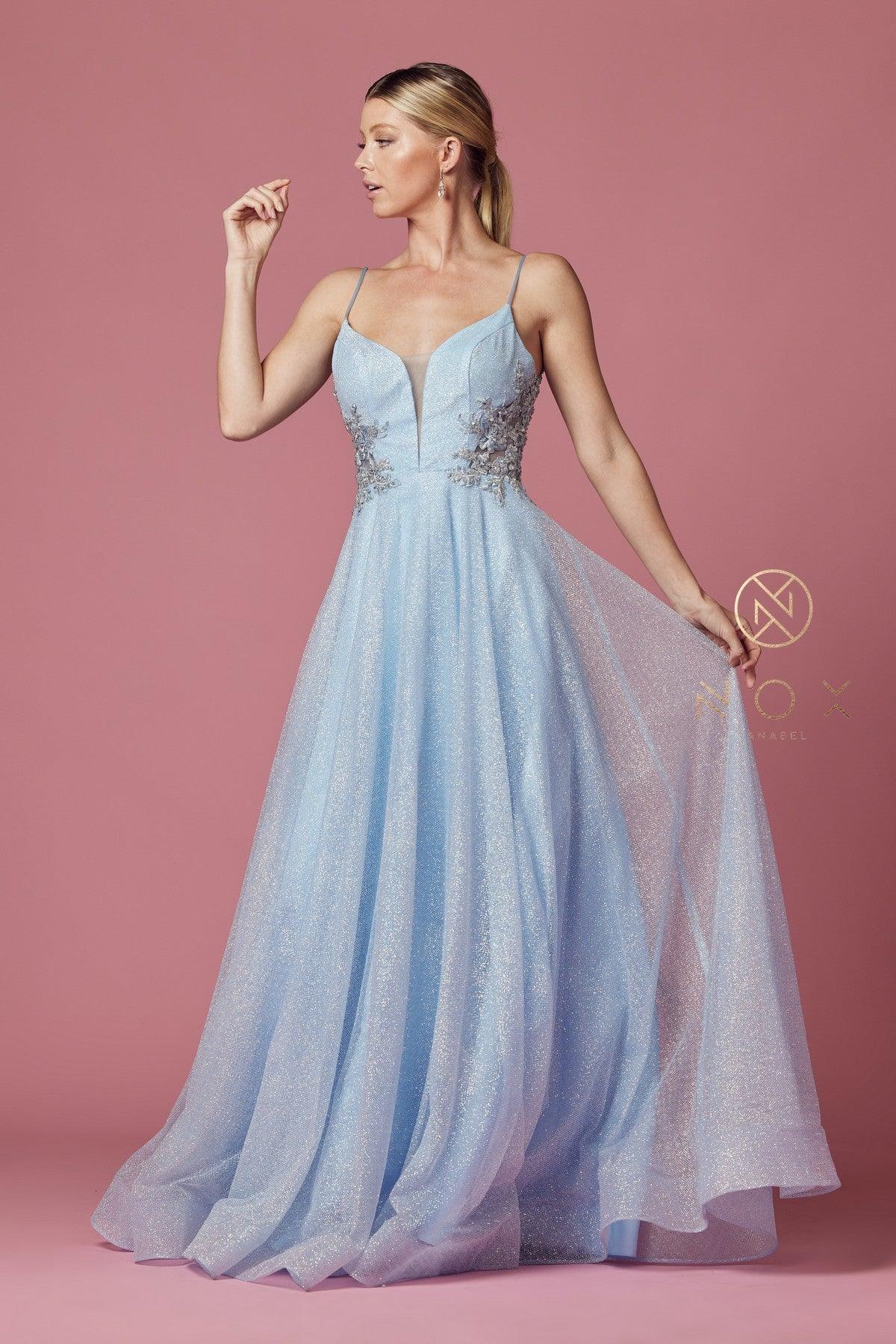 Spaghetti Strap A-Line Long Prom Dress