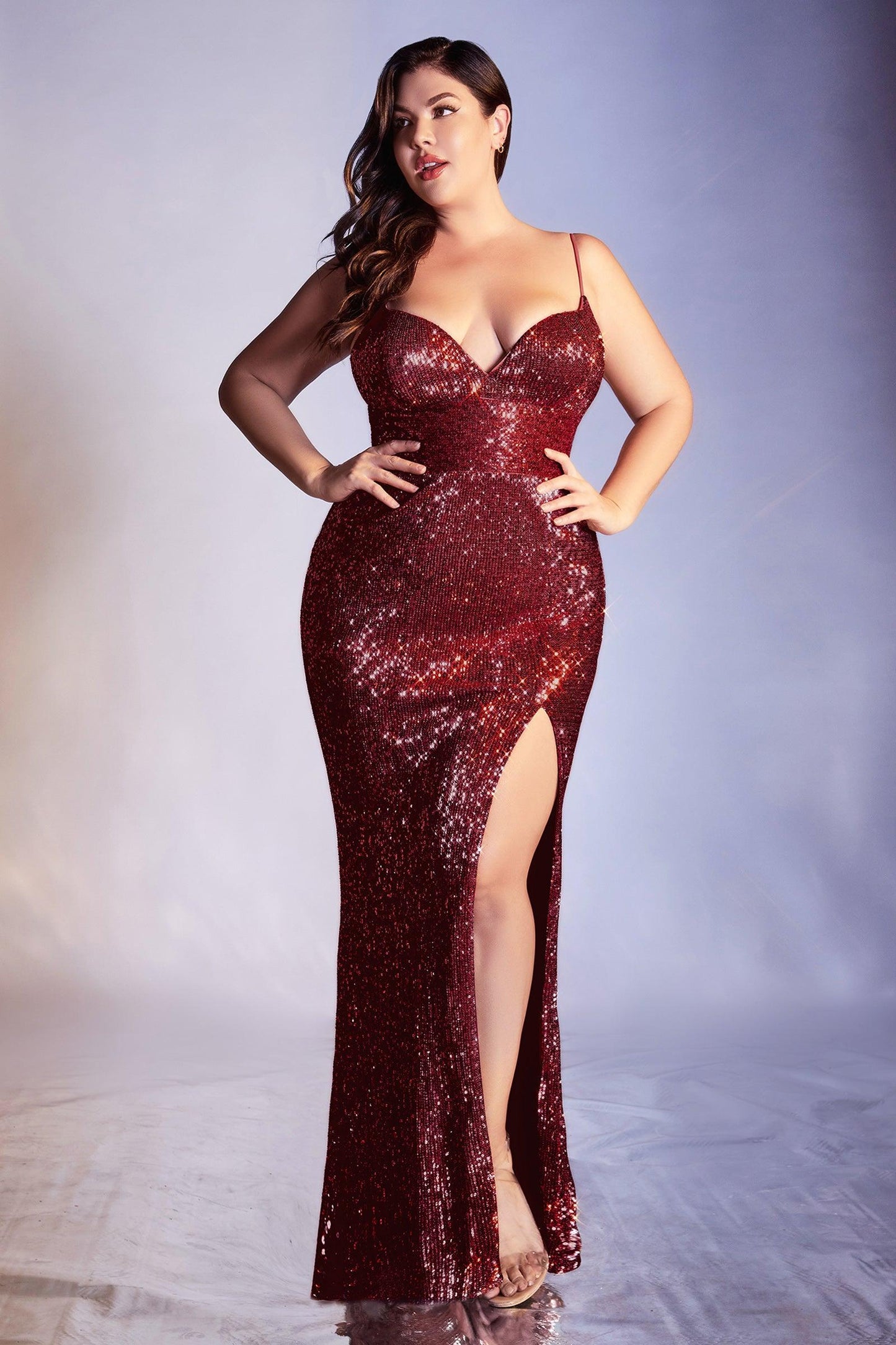 Spaghetti Strap Long Plus Size Evening Dress - The Dress Outlet