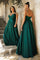 Spaghetti Strap Long Prom Dress Plus Size Emerald