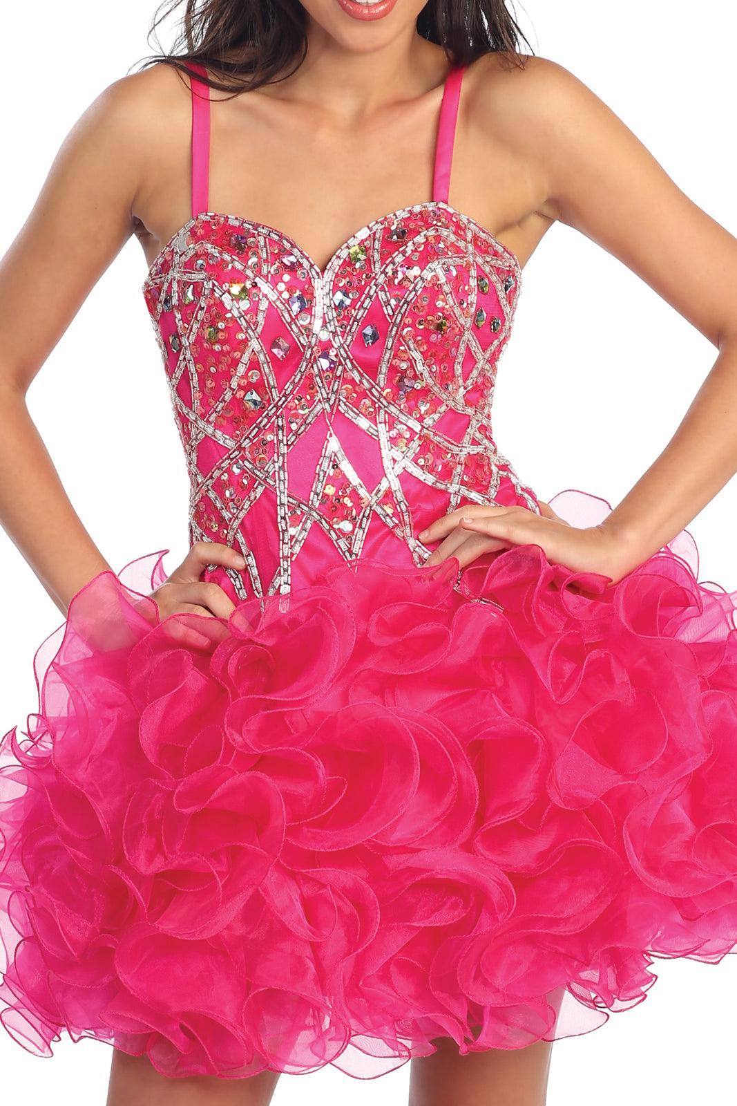 Spaghetti Strap Short Cocktail Dress - The Dress Outlet