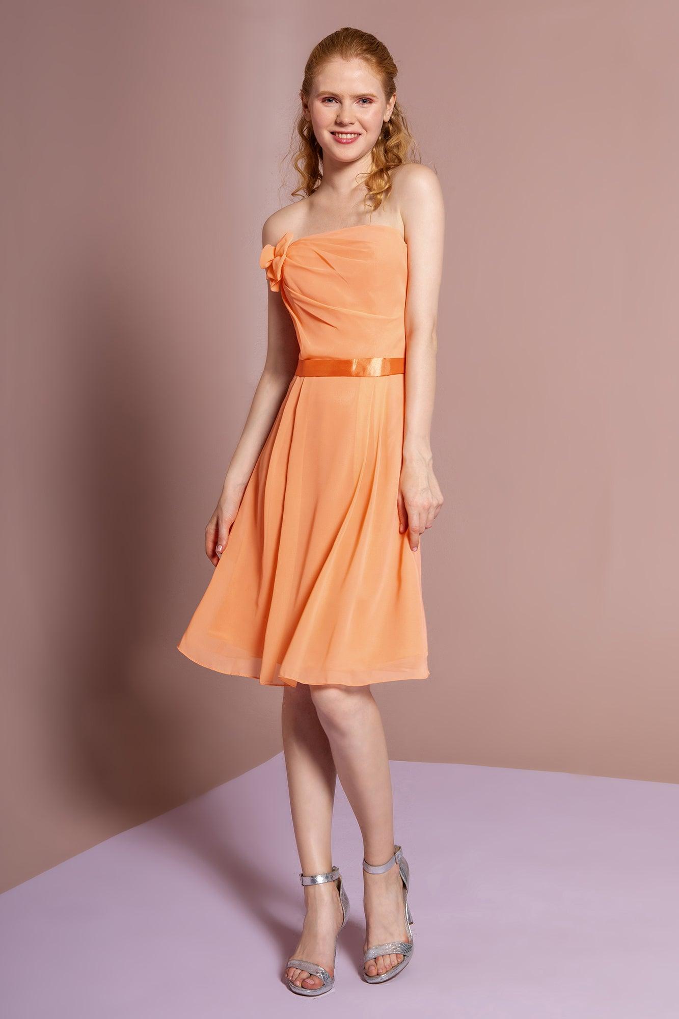 Strapless Chiffon Short Cocktail Dress - The Dress Outlet