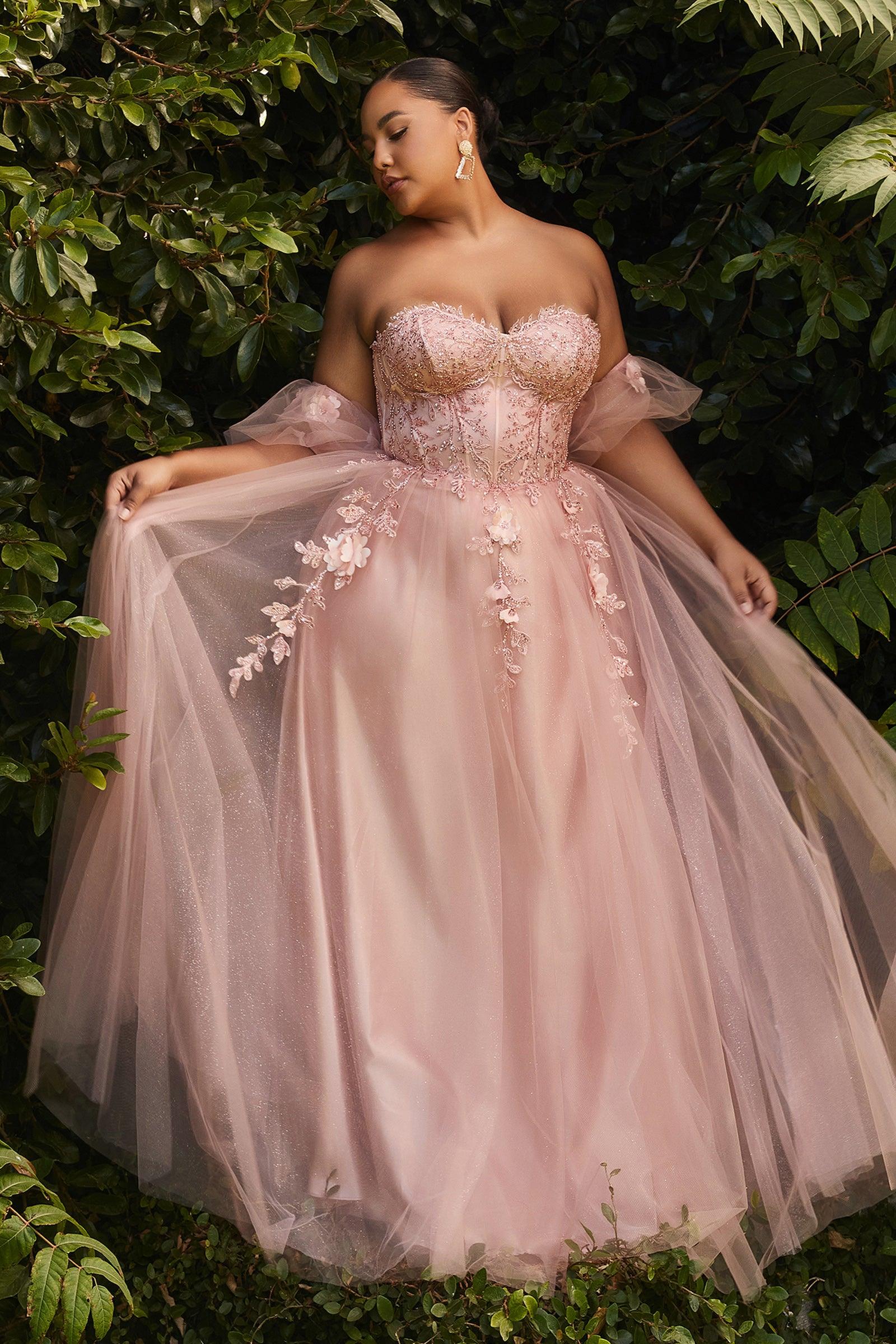 Strapless Formal Long Plus Size Prom Dress Blush