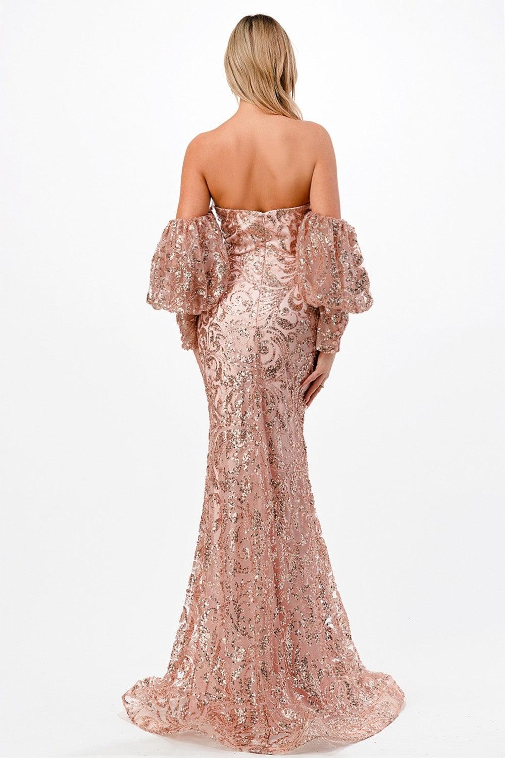 Strapless Long Embellished Sexy Prom Dress - The Dress Outlet