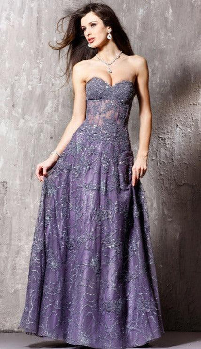 Strapless Long Formal Lace Dress 14913 - The Dress Outlet