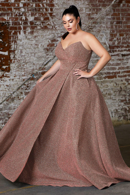 Strapless Long  Plus Size Evening Dress - The Dress Outlet