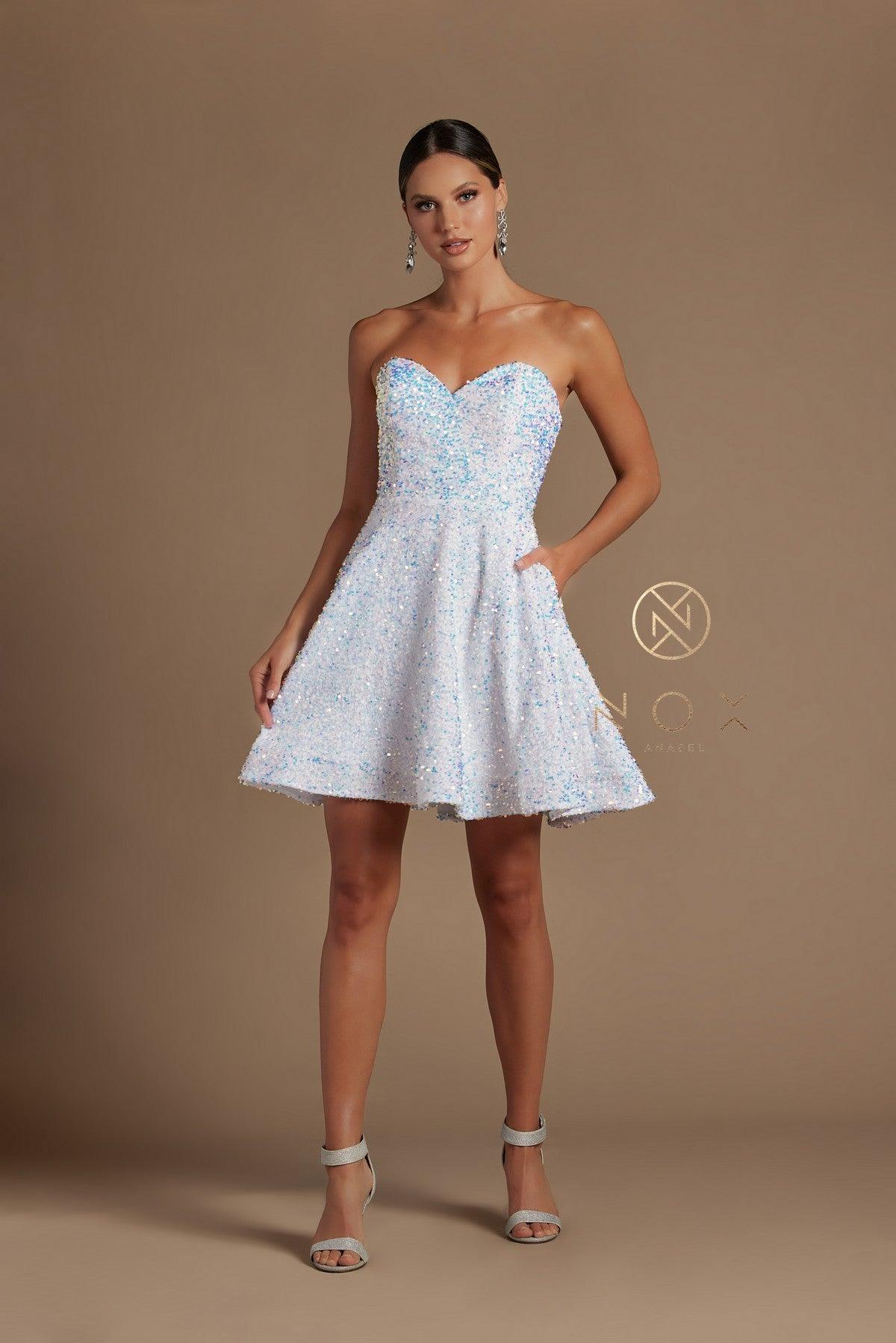 Strapless Sequins Short Homecoming Dress | The Dress Outlet Strapless Sequins Short Homecoming Dress | The Dress Outlet