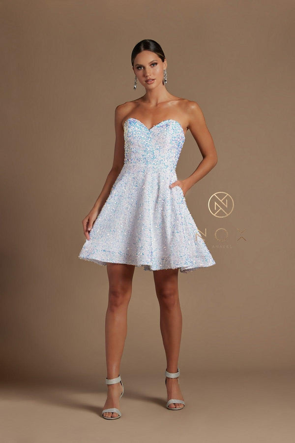 Strapless Sequins Short Homecoming Dress