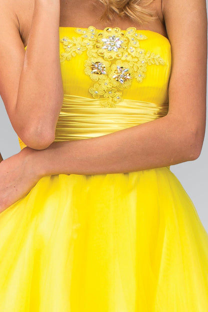 Strapless Short Tulle Prom Dress - The Dress Outlet