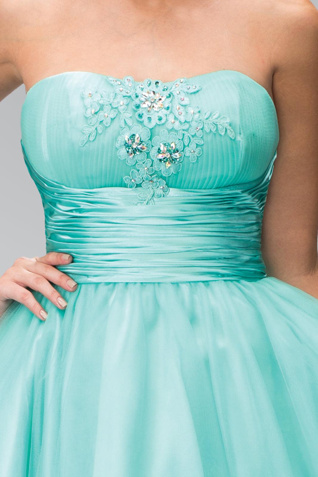 Strapless Short Tulle Prom Dress - The Dress Outlet