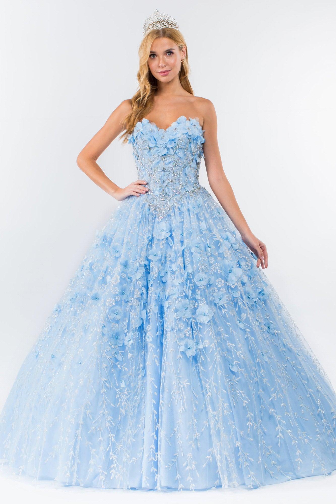 Strapless with Mesh Cape Quinceanera Dress