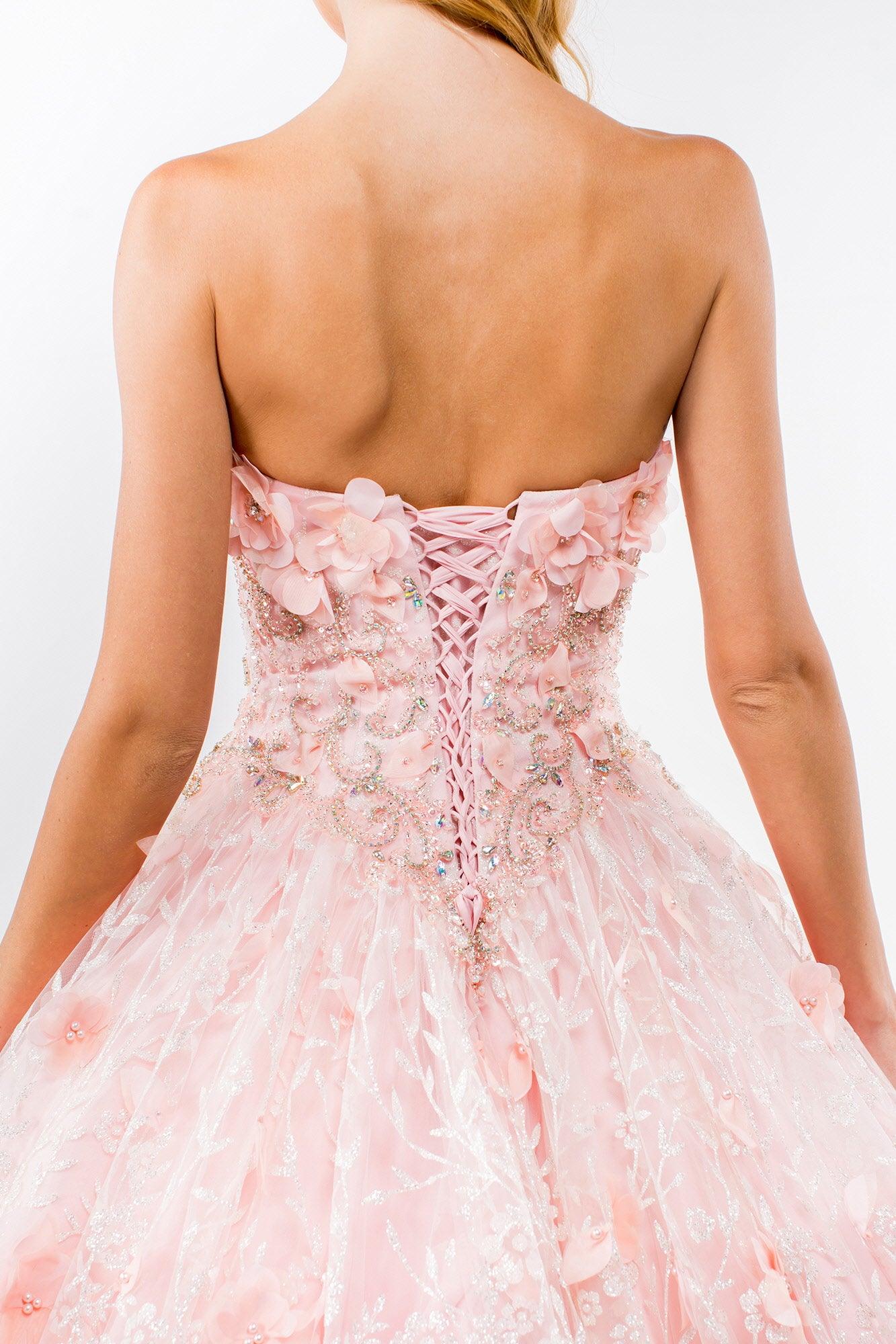 Strapless with Mesh Cape Quinceanera Dress