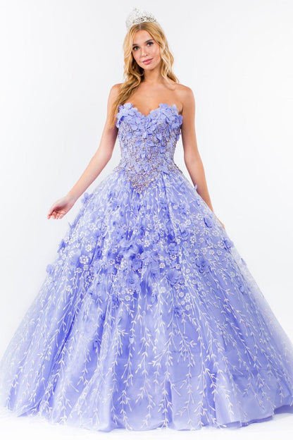 Strapless with Mesh Cape Quinceanera Dress - The Dress Outlet