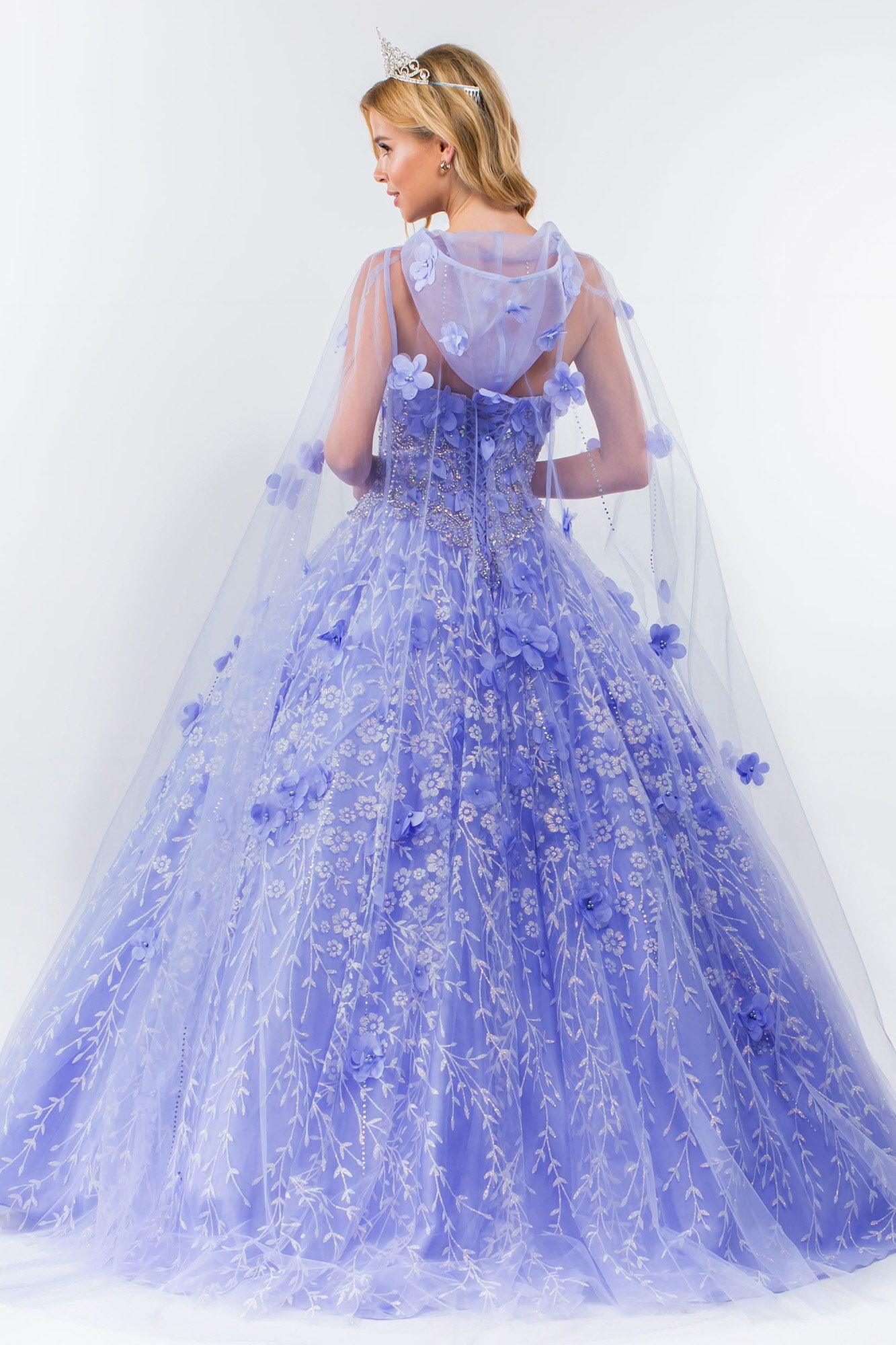Strapless with Mesh Cape Quinceanera Dress