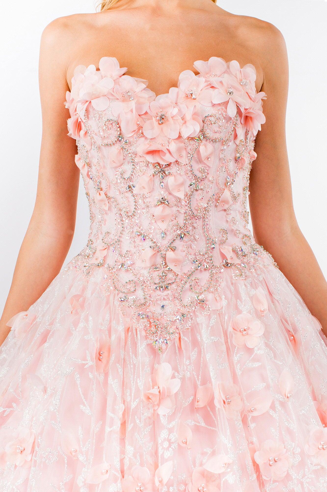 Strapless with Mesh Cape Quinceanera Dress
