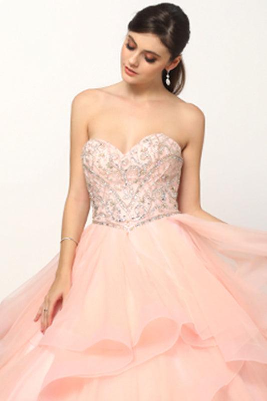 Sweet 16 Long Ball Gown Beaded Quinceanera Dress