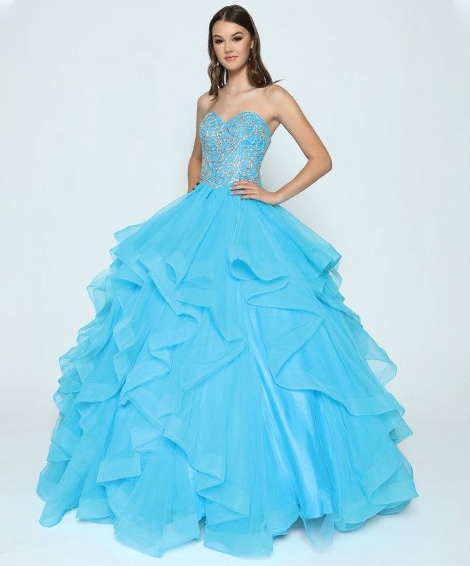 Sweet 16 Long Ball Gown Beaded Quinceanera Dress