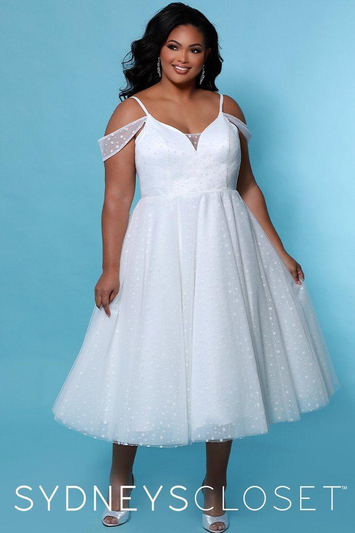 Sydneys Closet Off Shoulder Short Wedding Dress - The Dress Outlet
