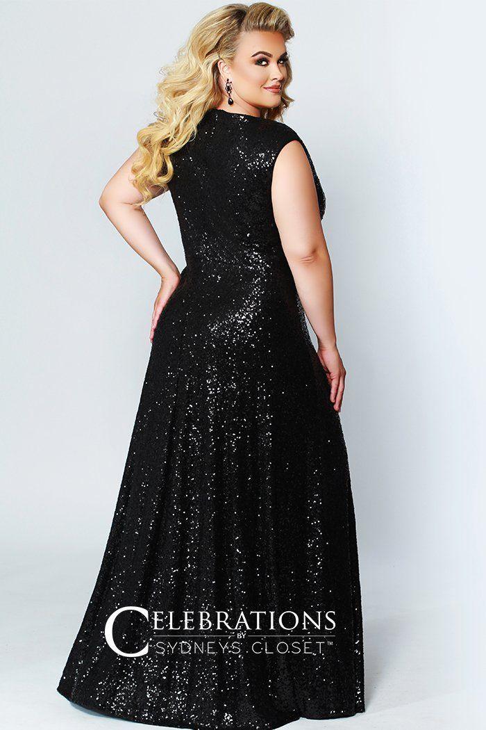 Sydneys Closet JK2518 Fitted Long Slit Formal Ruched Plus Size Prom Dress main image 1