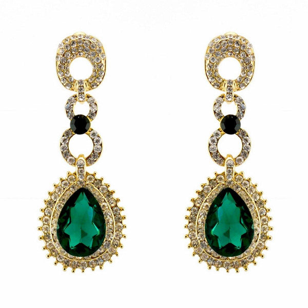 Teardrop Shaped Rhinestone Clear Diamante Earrings