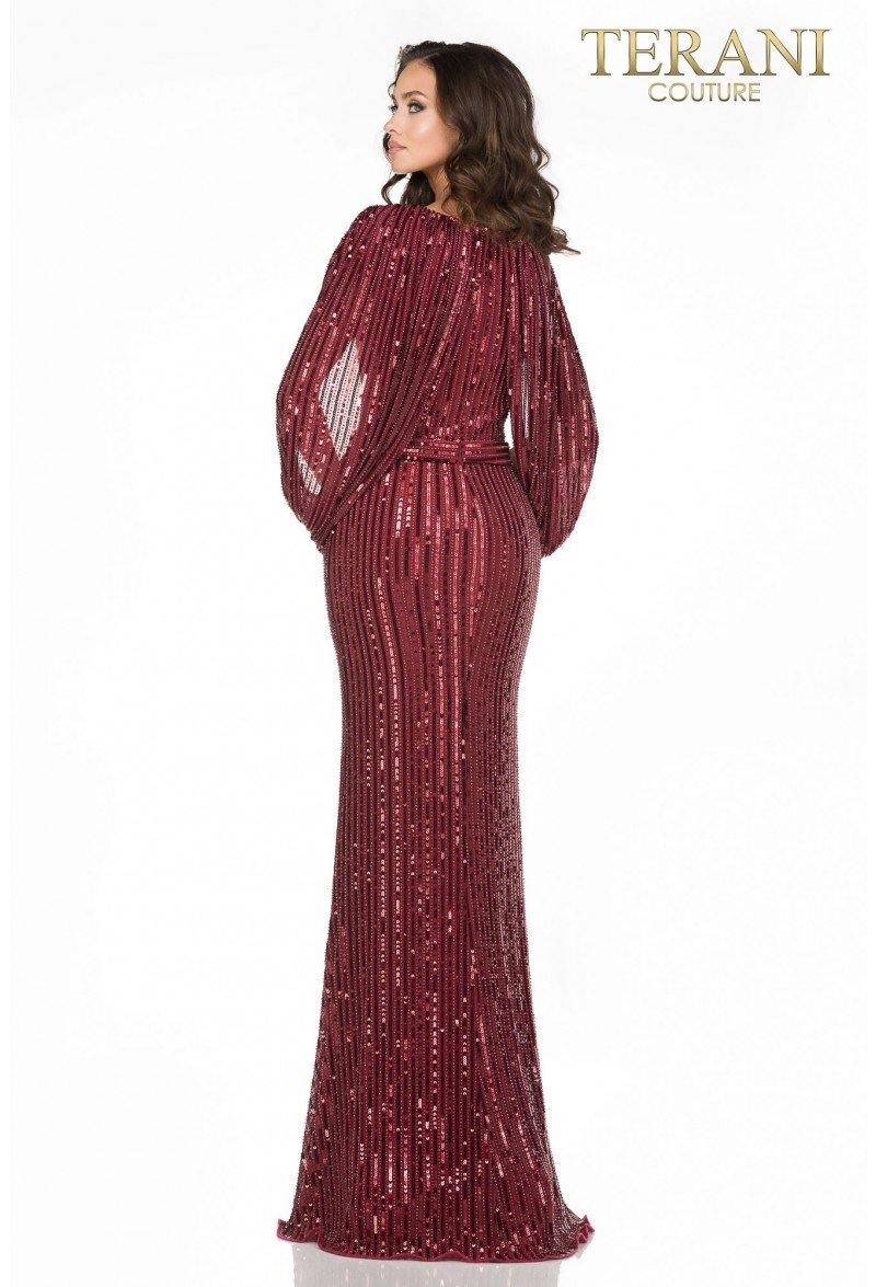 Terani Couture 2011M2154 Elegant Caped Slim Knit Mother Of Bride Dress