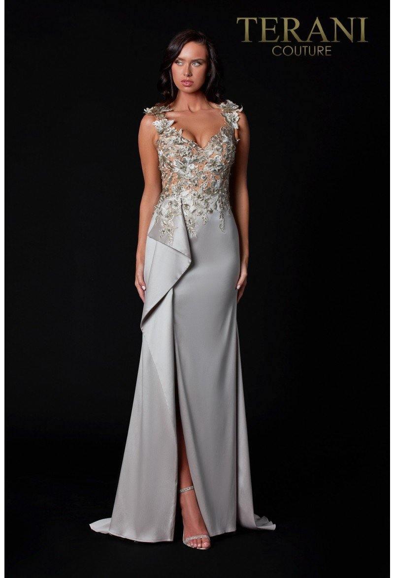 Terani Couture Evening Dress With Sheer Embellished Top 2111E4751 - The Dress Outlet