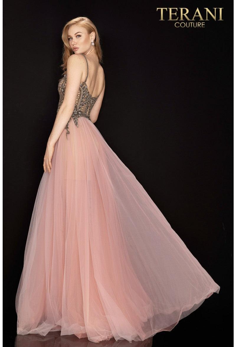 Terani Couture 2011P1070 Long Beaded Tulle Prom Gown
