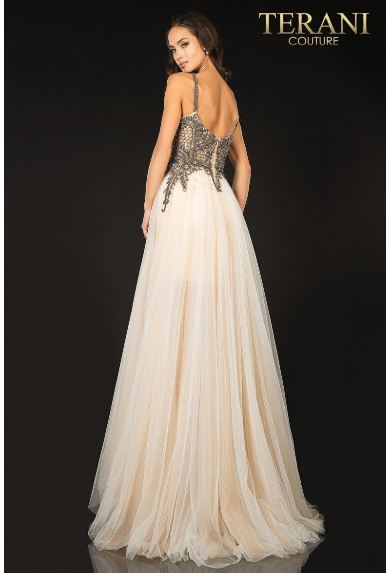 Terani Couture Long Beaded Tulle Prom Gown 2011P1070 - The Dress Outlet
