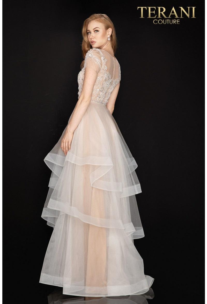 Terani Couture 2011P1175 Long Cap Sleeve Prom Dress
