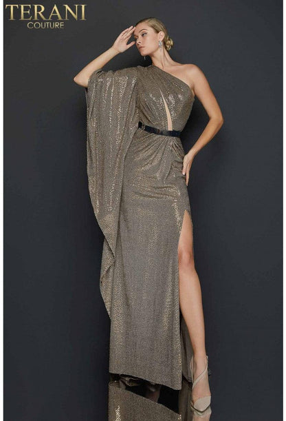 Terani Couture Long Formal Metallic Dress 2011E2055 - The Dress Outlet