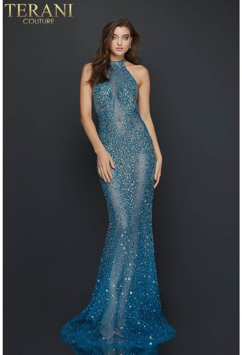 Terani Couture Long Illusion Prom Dress 2011P1080 - The Dress Outlet