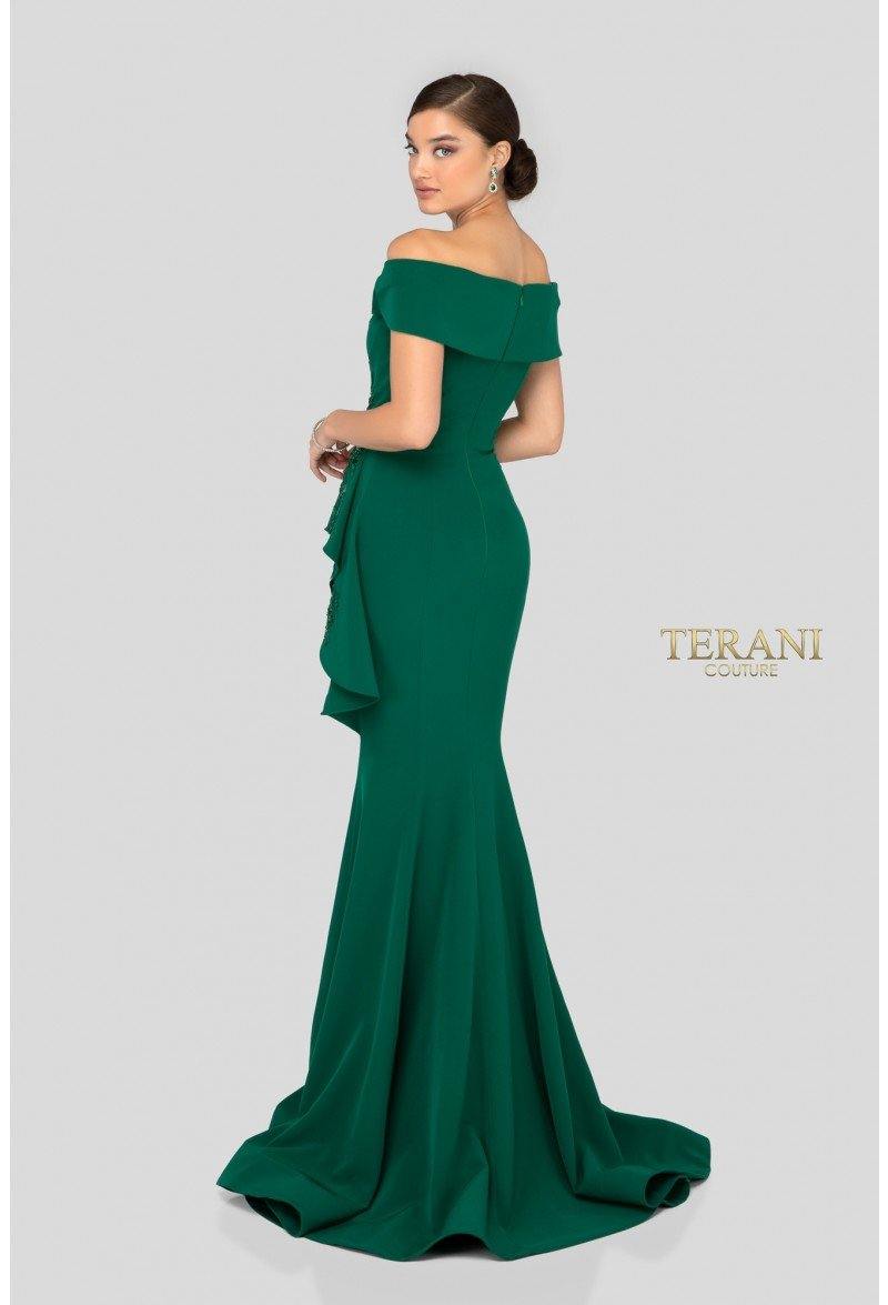 Terani Couture 1911M9339 Long Off Shoulder Prom Dress