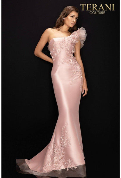 Terani Couture Stretch Mikado One Shoulder Evening Gown 2011E2094 - The Dress Outlet