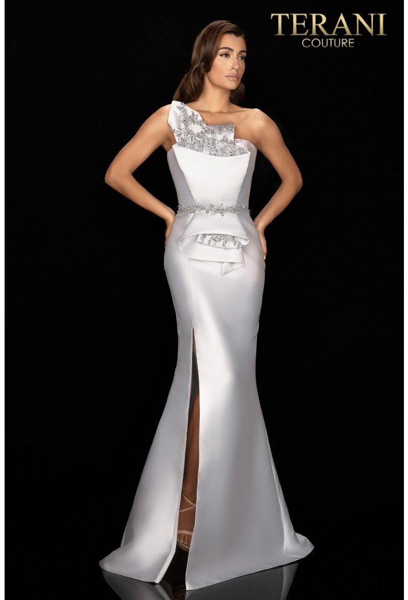 Terani Couture 2011E2103 Long One Shoulder Formal Gown