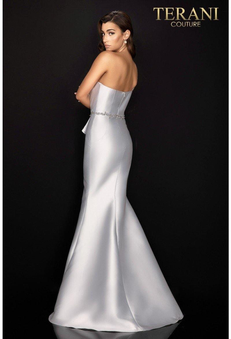 Terani Couture Mikado One Shoulder Bead Detailed Evening Gown 2011E2103 - The Dress Outlet