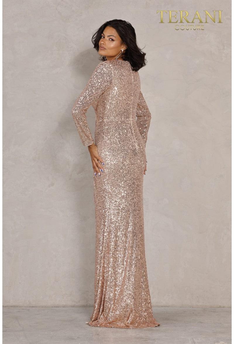 Terani Couture 2021M2961 Long Sleeve Evening Dress