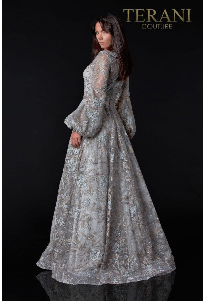 Terani Couture 2112M5407D Long Sleeve Formal Gown
