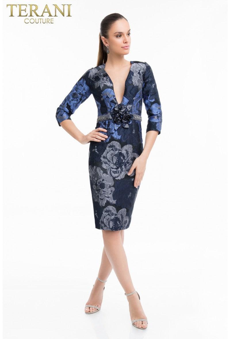 Terani Couture 1821C7020 Long Sleeve Short Dress