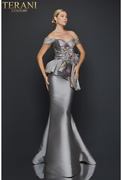 Terani Couture Off Shoulder Long Gown 2011E2425 - The Dress Outlet