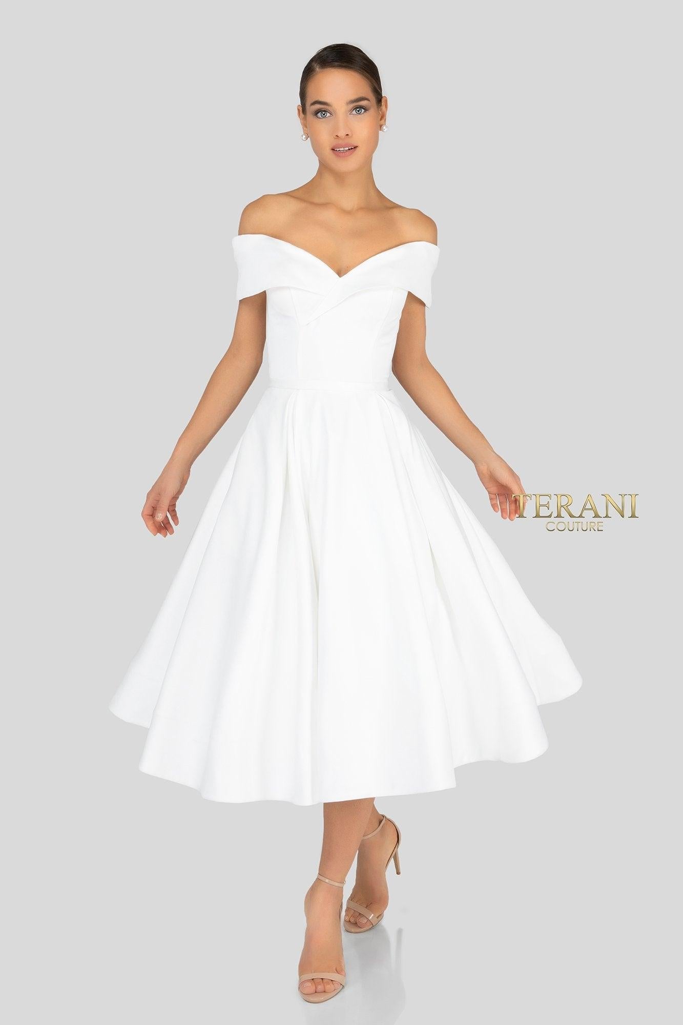 Terani Couture Off Shoulder Short Dress 1912C9656 - The Dress Outlet