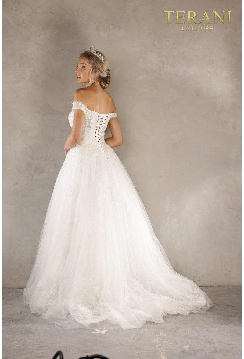 Ivory Terani Couture 2215P0034 Off Shoulder Wedding Dress